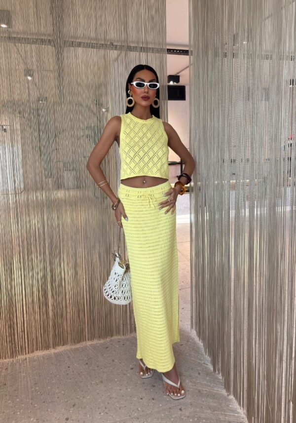Crochet Open back set - yellow
