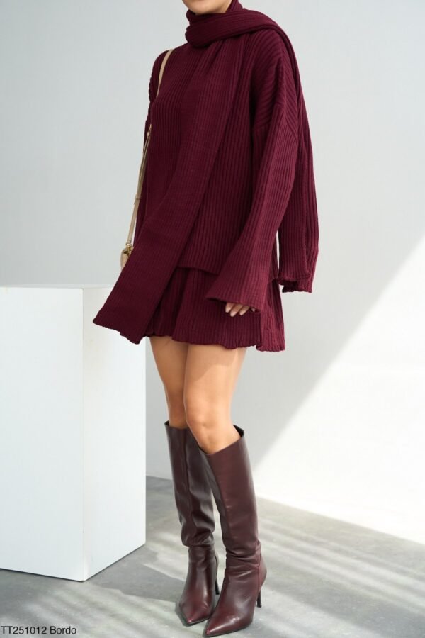 3 pieces knit set - burgundy